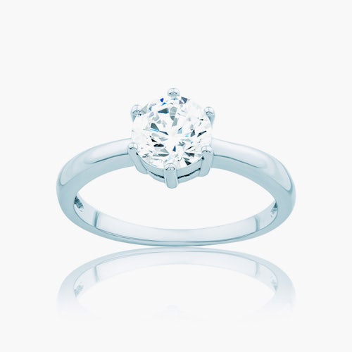 Pierścionek zaręczynowy SAVICKI: białe złoto, diament